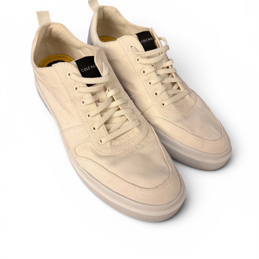 Cole Haan Men's white grandpro Low-Top Lace-Up Sneakers with Black Tongue Tab